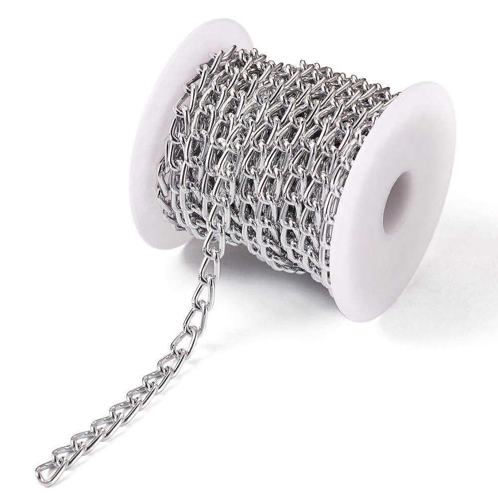 8mm Oval Curb Chain Silver by the yard