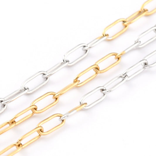 Two-Tone Paper Clip Chain, 304SS