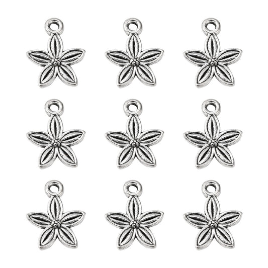 Tibetan Flower Charms, Silver