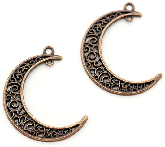 Filagree Moon Pendant Bronze 37mm