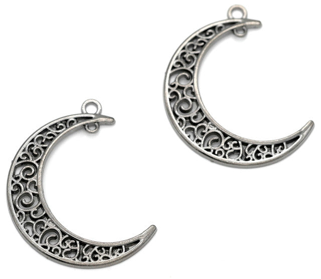 Filagree Moon Pendant Gunmetal
