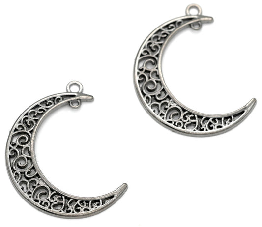 Filagree Moon Pendant Gunmetal