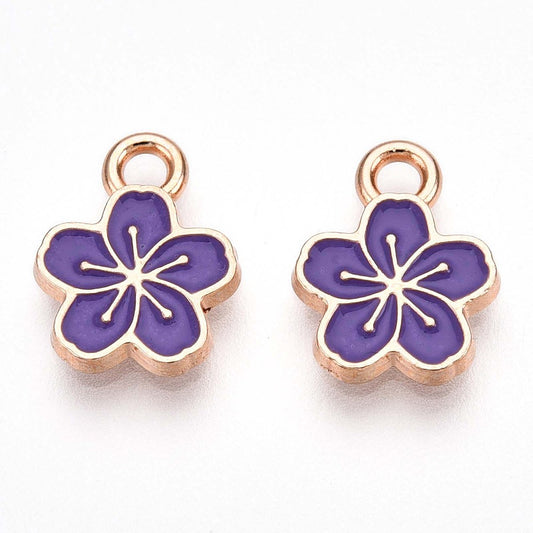 Flower Enamel Charms, Purple