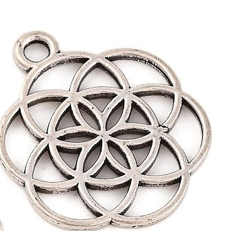 Tibetan Flower Knot Charms, Antique Silver