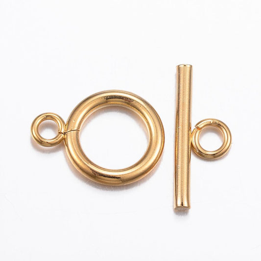 Round Toggle Clasp, Real 18k GP