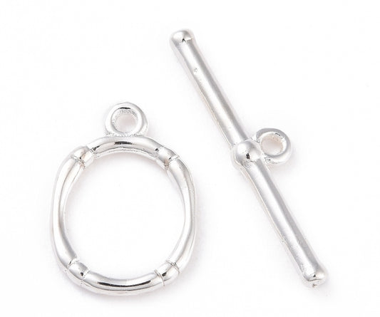 Toggle Clasp Oval .925 Sterling Silver Plated 14mm