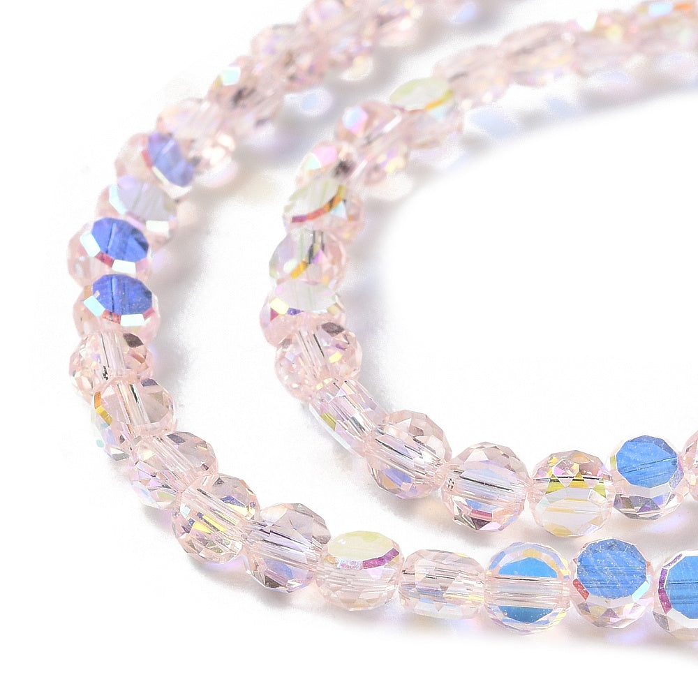 Faceted Coin Beads Pink AB 4.5mm