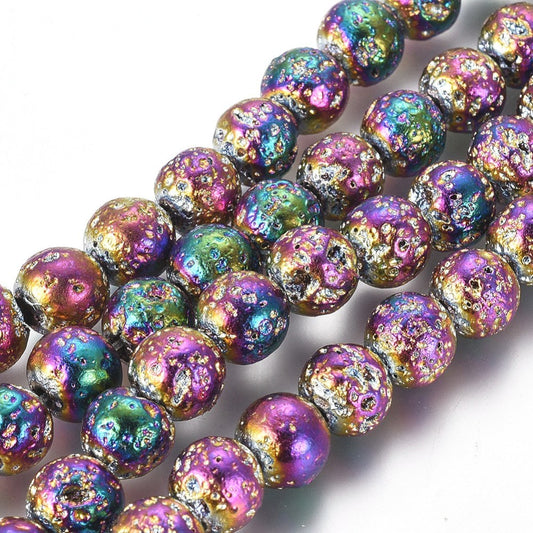Natural Lava Rock, Multi-color 8mm