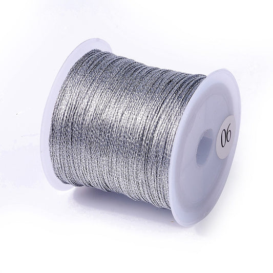 Knotting Cord 6-Ply, Metallic Grey .5mm by the yard