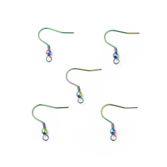 French Hook Ear Wires, 316SS Rainbow