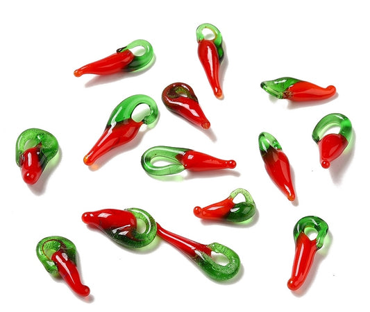 Handmade Lampwork Red Chili Peppers