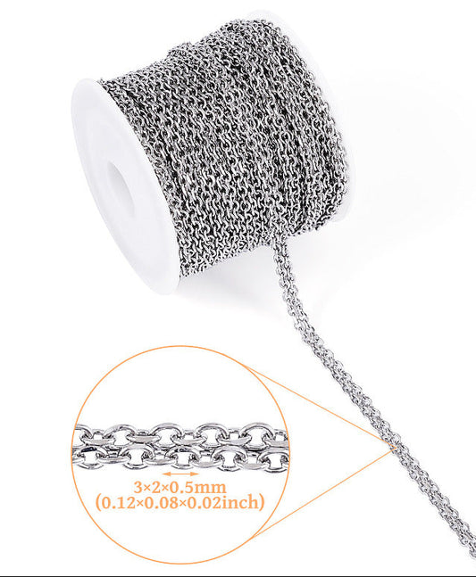 3mm Cable Chain Stainless Steel by the yard