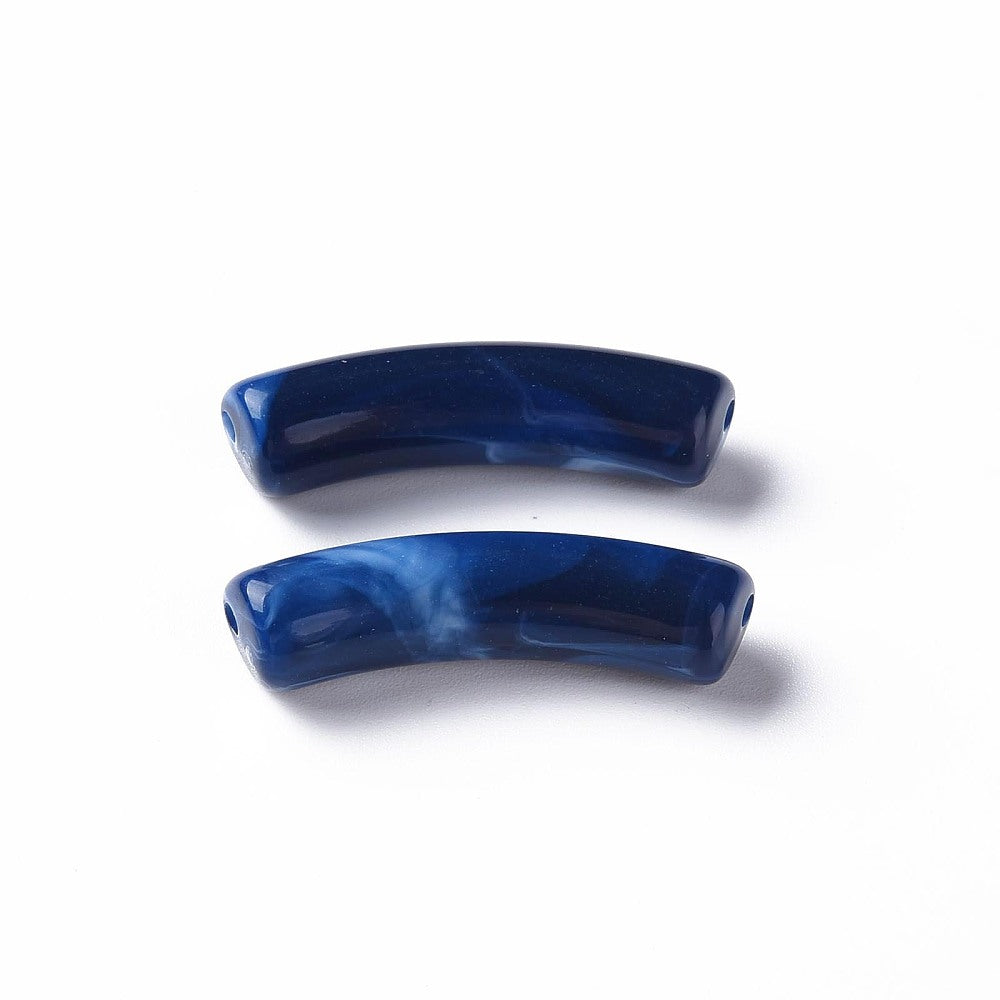 Tube Curved Beads, Prussian Blue
