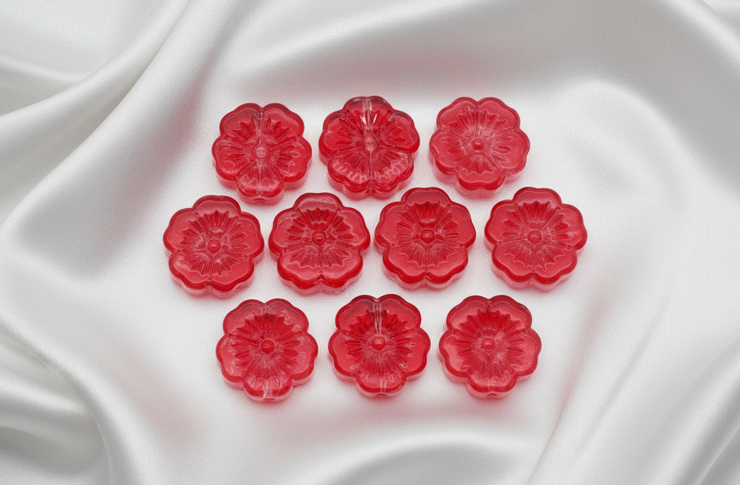 Glass Hawaiian Flowers, Red