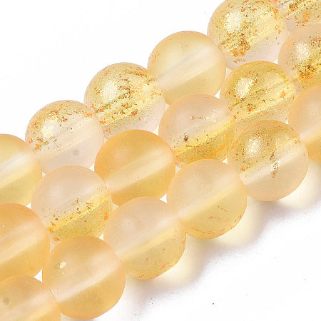 Frosted Glass Rounds, Golden 8mm