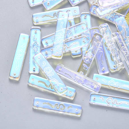 Rectangle Glass Link Connectors, Clear 30mm