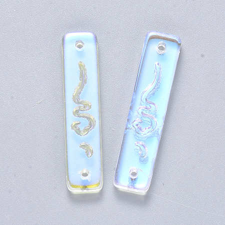 Rectangle Glass Link Connectors, Clear 30mm