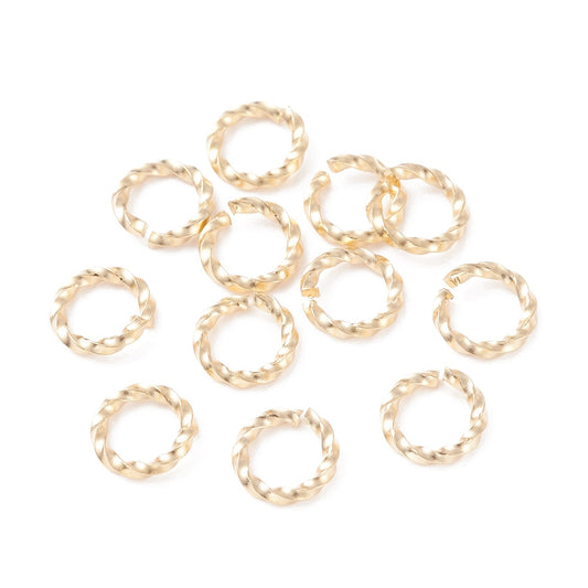Twisted Jump Rings Round, 24K GP 8mm
