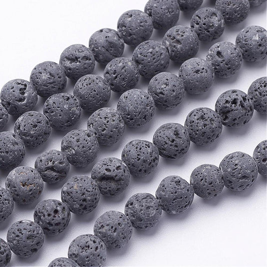 Natural Lava Rocks, Grey 4mm