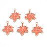 Maple Leaf Enamel Charms, Coral