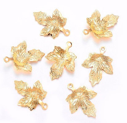 Maple Leaf Charms, Gold 304SS