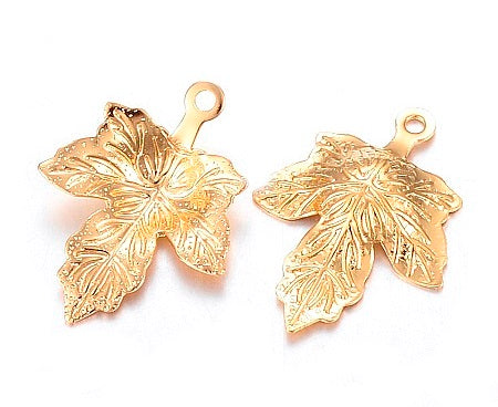 Maple Leaf Charms, Gold 304SS