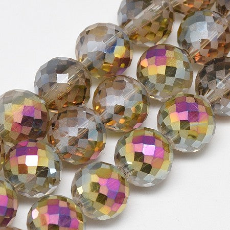 Glass Faceted Rounds, Brown 12mm