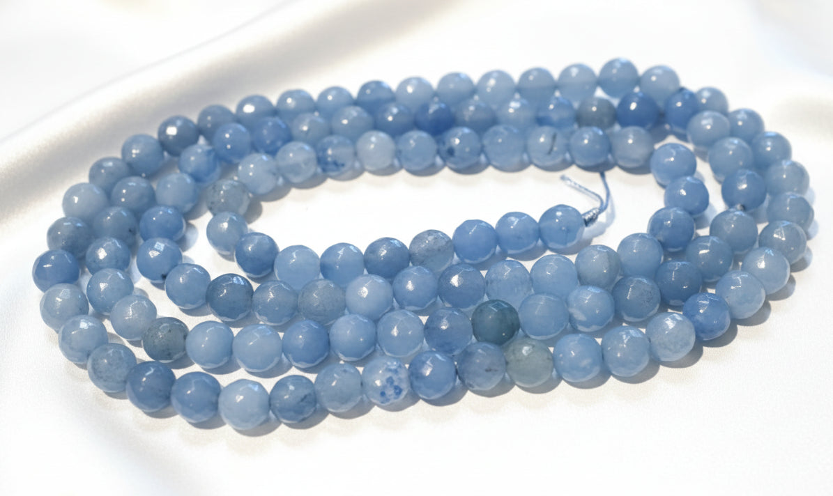 Faceted Malaysia Jade Sky Blue 8mm