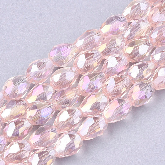 Teardrop Crystals, Light Pink, 8mm