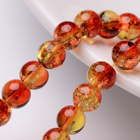 Crackle Glass Rounds, Red/Gold 6mm