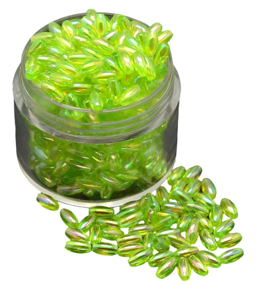 Acrylic Rice Beads, Lime Green 6mm