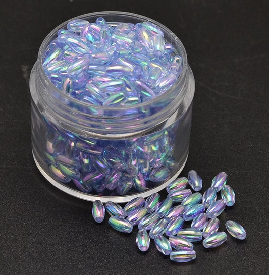 Acrylic Rice Beads, Blue 6mm