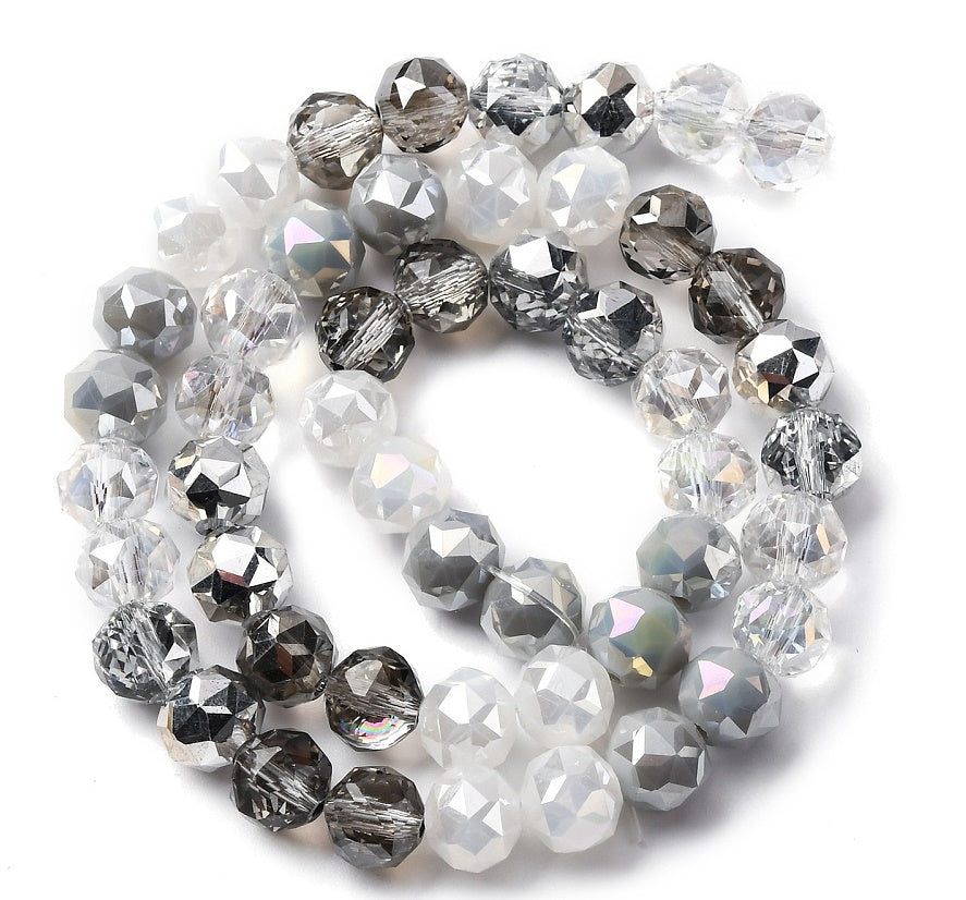 Rondelles, Grey Shimmer Mix 8mm