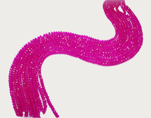 Rondelles, Hot Pink 4mm