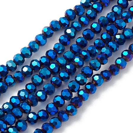 Rondelles, Metallic Blue 4mm