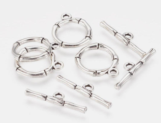 Round Toggle Clasp, Antique Silver