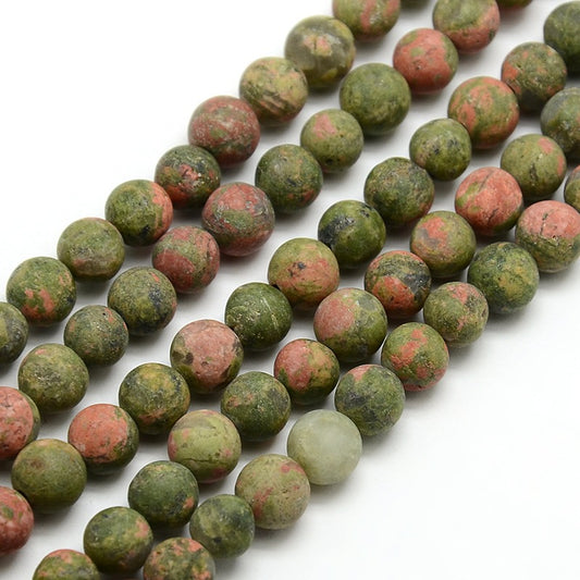 Natural Unakite, Matte 8mm