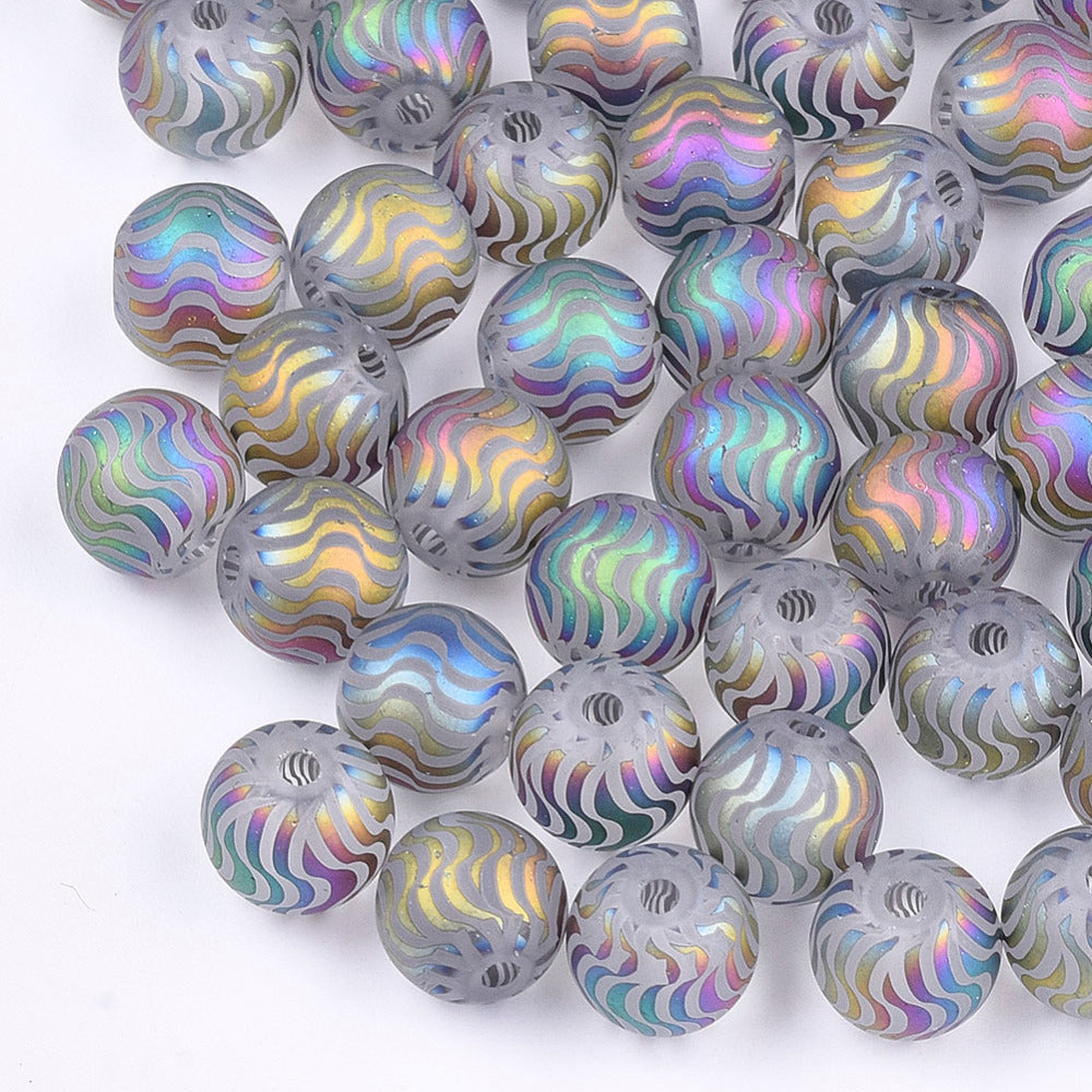 Wave Pattern Rounds Peacock AB 8mm