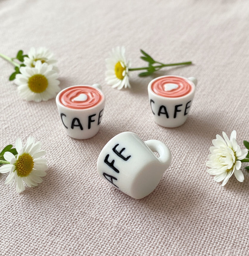 Resin Cafe' Charms, White