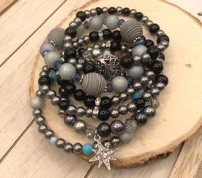 Black and Grey Stretch Bracelets